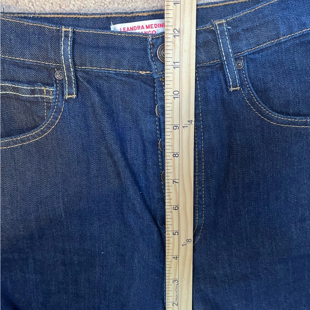 Leandra Medine X Mango Button Fly Dark Denim Jeans Women’s 4 Straight Hi Rise - Picture 11 of 14